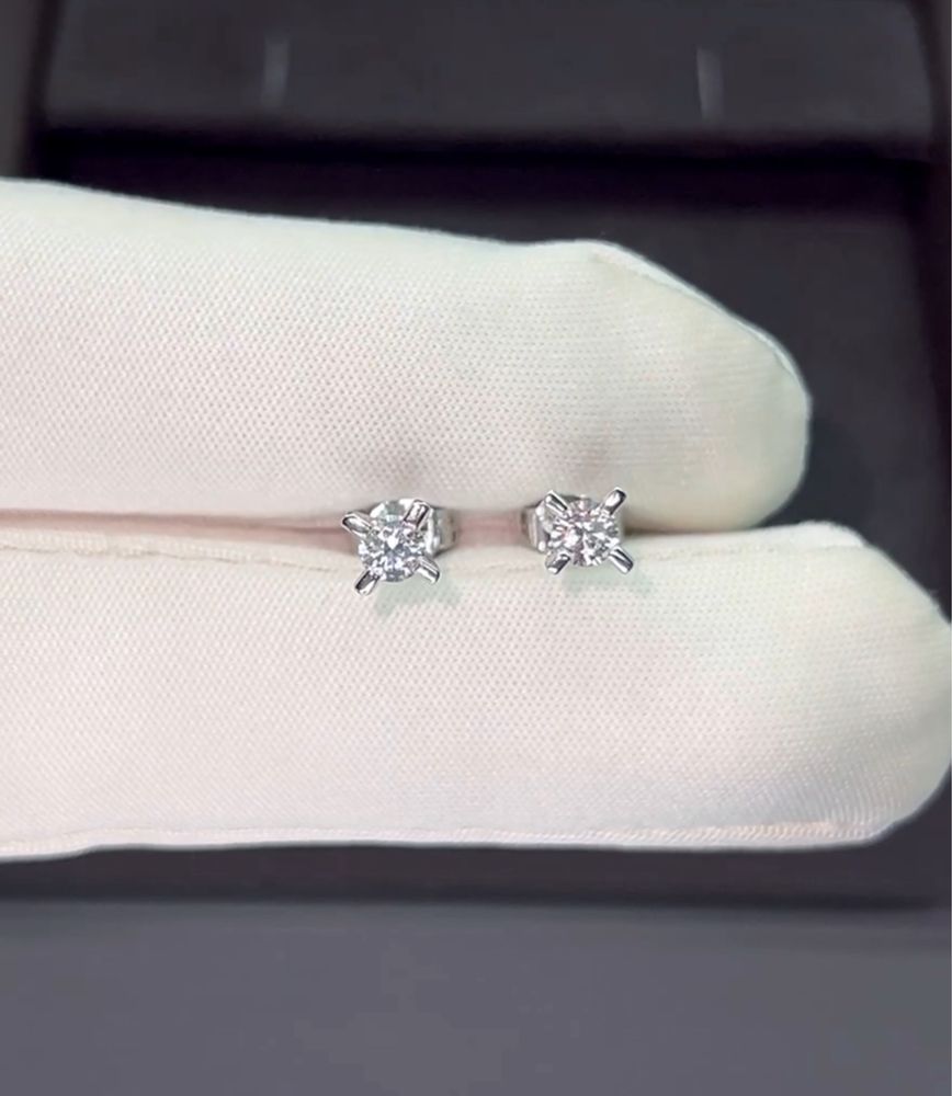 Золотые Серьги пусеты с бриллиантами 0.30ct