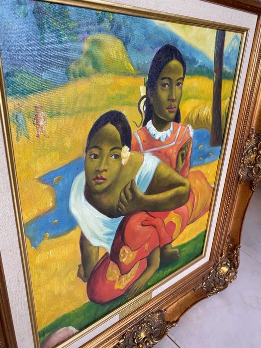 Quadro com reinterpretação de “Nafea Faa Ipoipo?” de Paul Gauguin