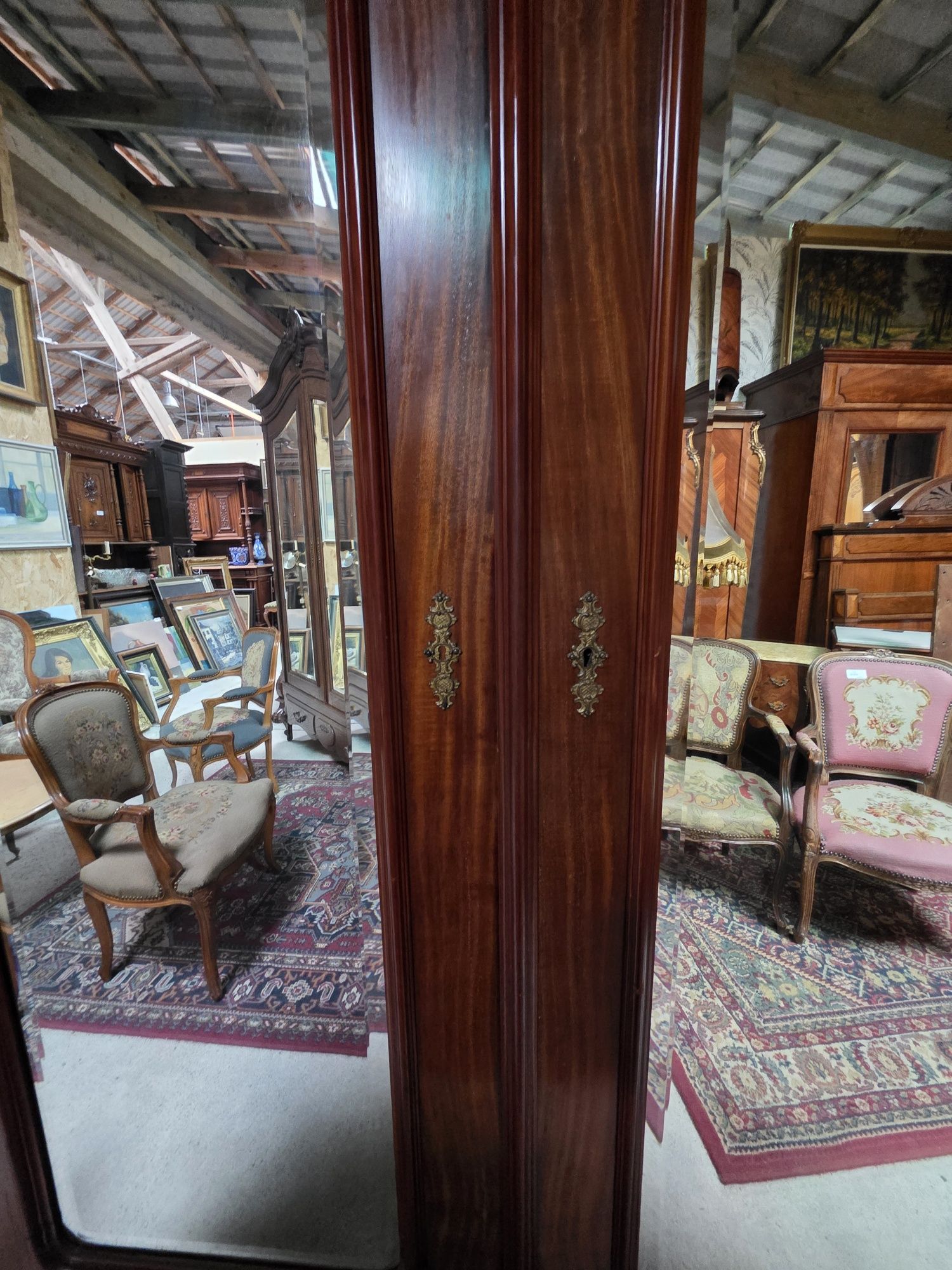 Szafa rocaille mahoniowa Ludwik z lustrami #1657 Stylowy Węgrów