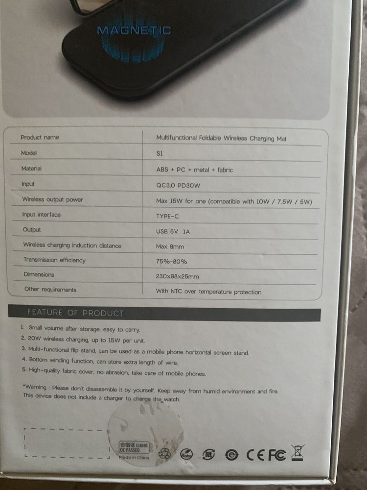 Док станция беспроводная зарядка 3 в 1 20W