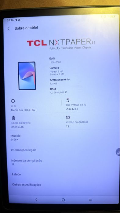 Tablet TCL com caneta