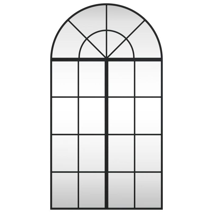 Lustro Ścienne, Czarne, 60X110 Cm, Zakończone Łukiem, Żelazo