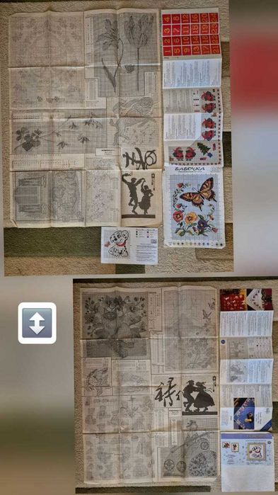 Набори для вишивання, схеми. Нитки, бісер (залишки)