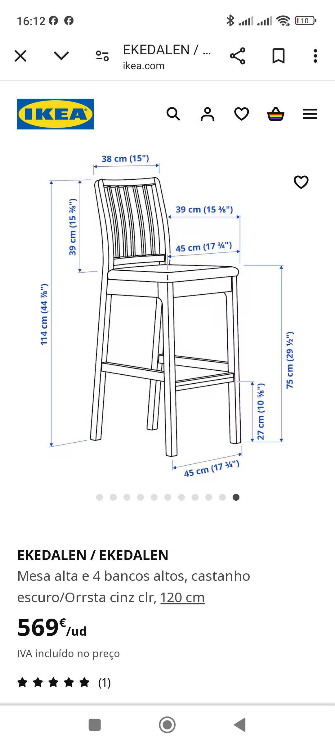 Mesa alta com 4 cadeiras IKEA
