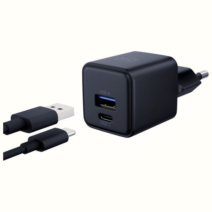 Pd 3Mk Gan 20W Czarny Charger Qc4+ Sieciowa Ładowarka 1Xusb-A 1Xusb-C