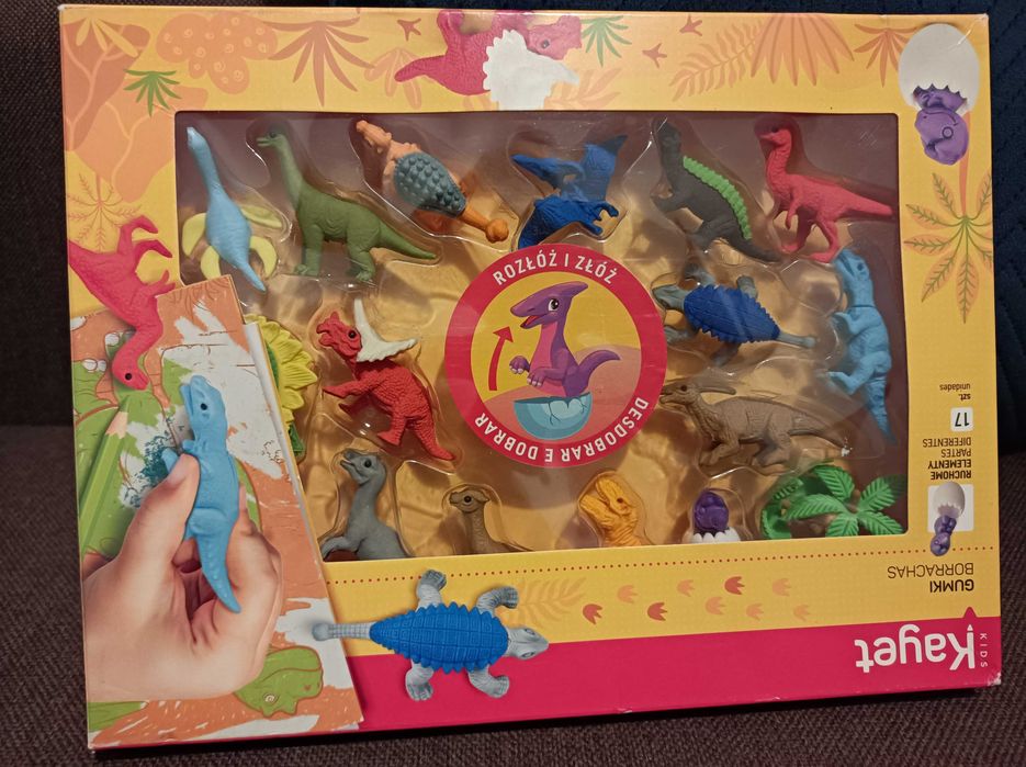 Nowe gumki do ścierania z dinozaurami Dino ruchome elementy