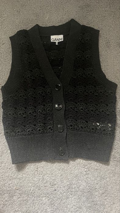 Жилетка ganni з металізованою ниткою
