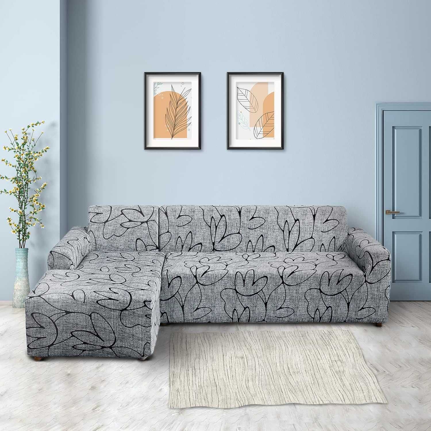 Pokrowiec na sofę (kanapę) lYDEVO szary 3 x 4 Miejsca Universalny