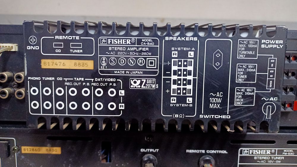 Wzmacniacz Fisher CA 540, Tuner FM 530