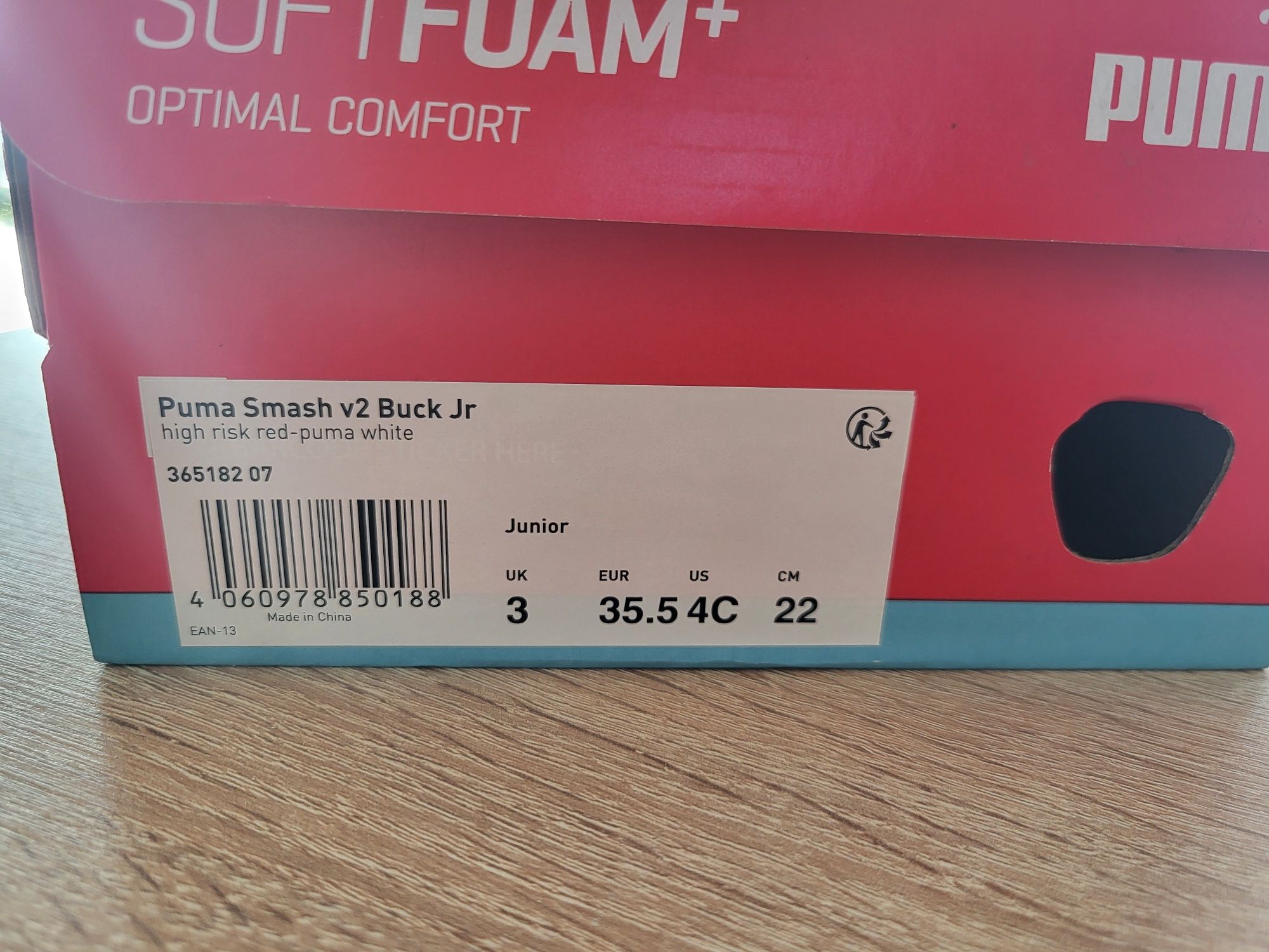 Puma Sneakersy Smash V2 Buck Junior Czerwony