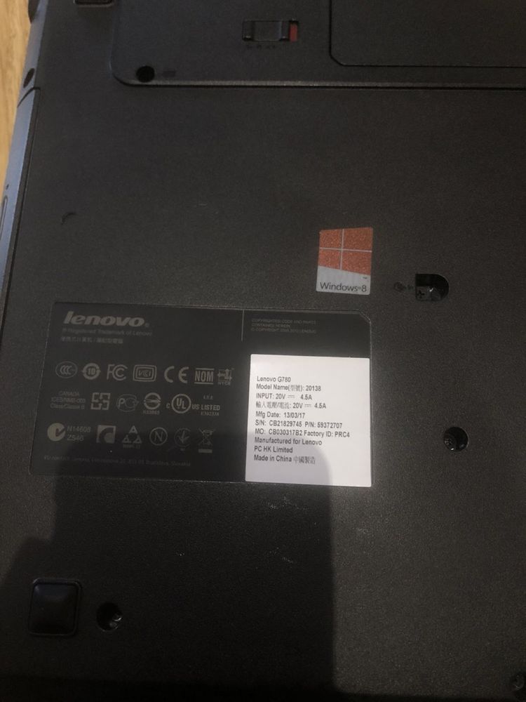 Notebook Lenovo g780