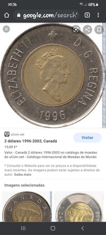 Moeda 2 dólares Canadá 1996