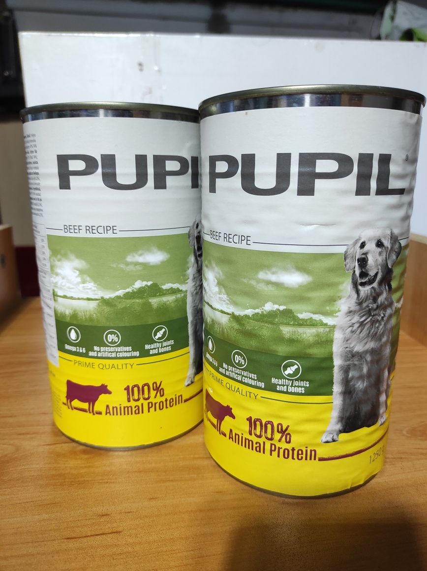 Karma mokra dla psa PUPIL Prime Quality bogata w wołowinę 1250 g