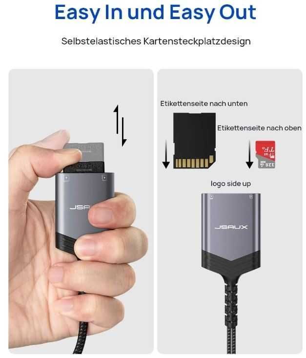 Przejściówka USB C - czytnik kart SD, micro SD JSAUX