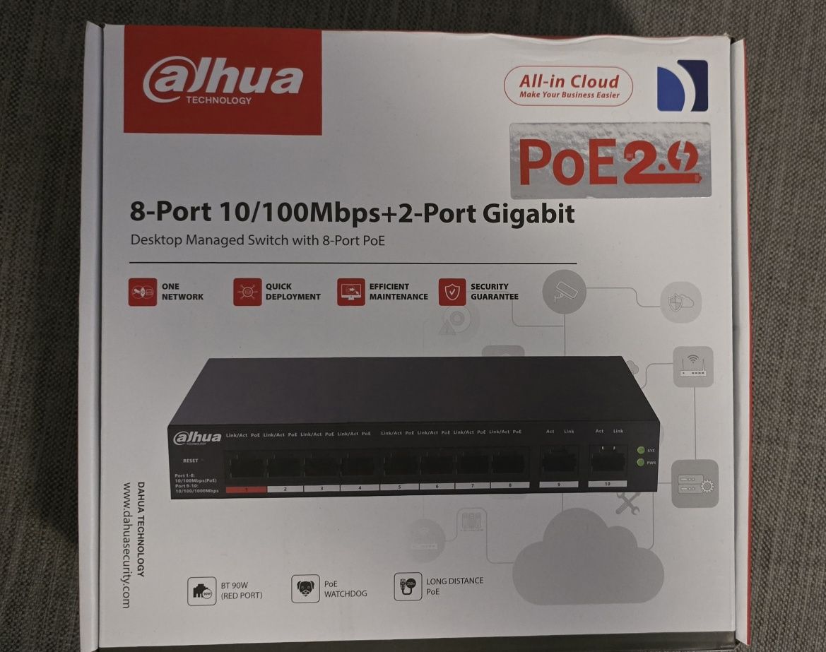 Switch Dahua 8 portowy POE  DH-CS4010-8ET-110