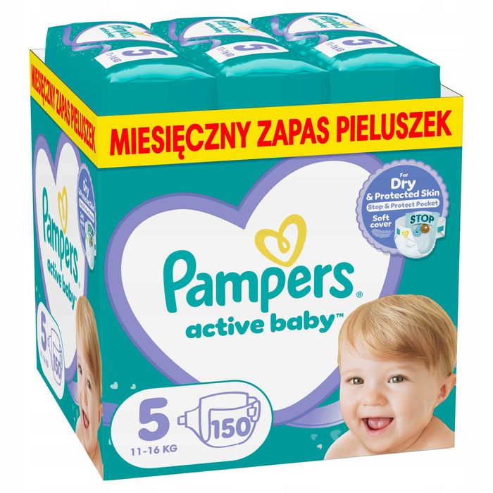 Pampers Active Baby 5 150 szt. 11-16 kg Pieluszki Miesięczny zapas