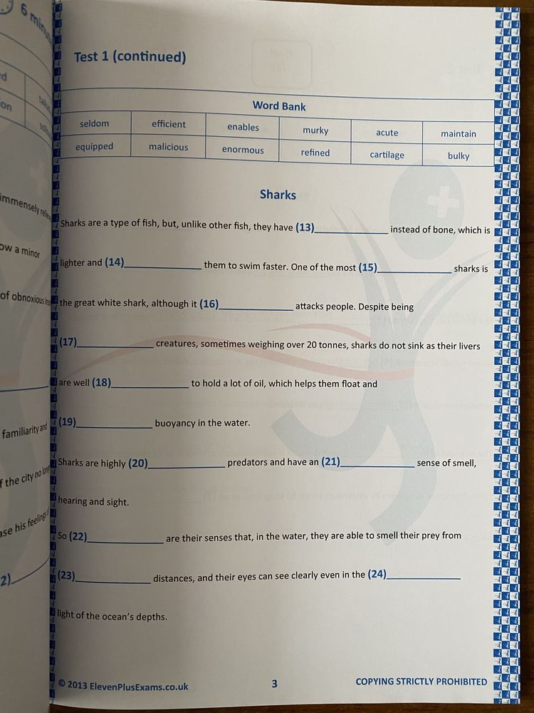 11+ Verbal Reasoning - Cloze Tests