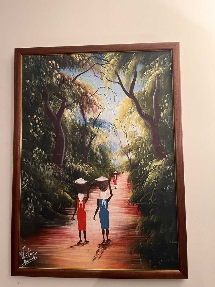 Pintura africana a óleo, assinada.