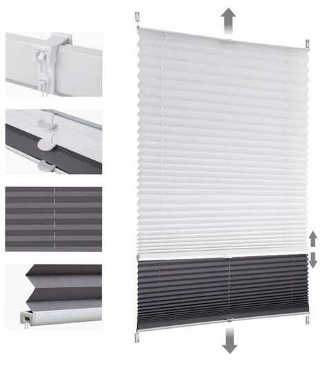 Roleta plisowana dzień noc dwa kolory Sekey 50 x 130 cm
