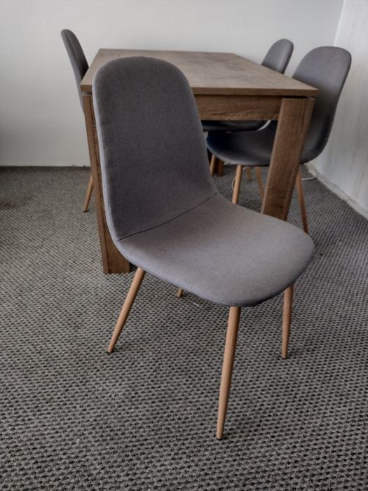 Stół 80/120  ciemny dąb dziki i 4  krzesła szar do jada