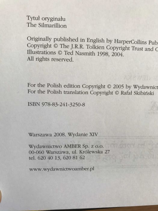 Tolkien Silmarillion Amber czarna seria 2008 wyd. XIV twarda (Hobbit)
