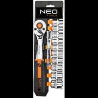 Набір торцевих головок Neo Tools, 14шт, 1/4", тріскачка 90 зубців, CrV