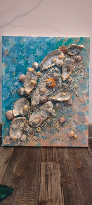 Картина текстурна зі справжніх мушель устриці 3Д