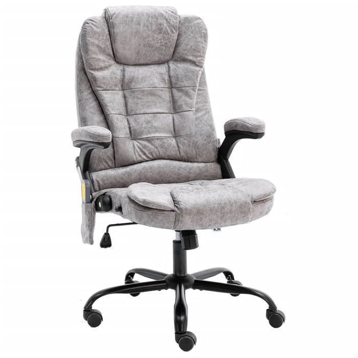 Ergonomiczne Krzesło Biurowe z Funkcją Masażu i Ogrzewania, Szare