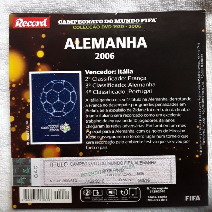 DVD Campeonato do Mundo FIFA - Colecção 1930/2006