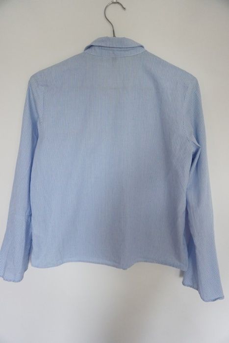 Błękitna koszula w białe paski H&M XXS 32 elegancka bluzka długi rękaw