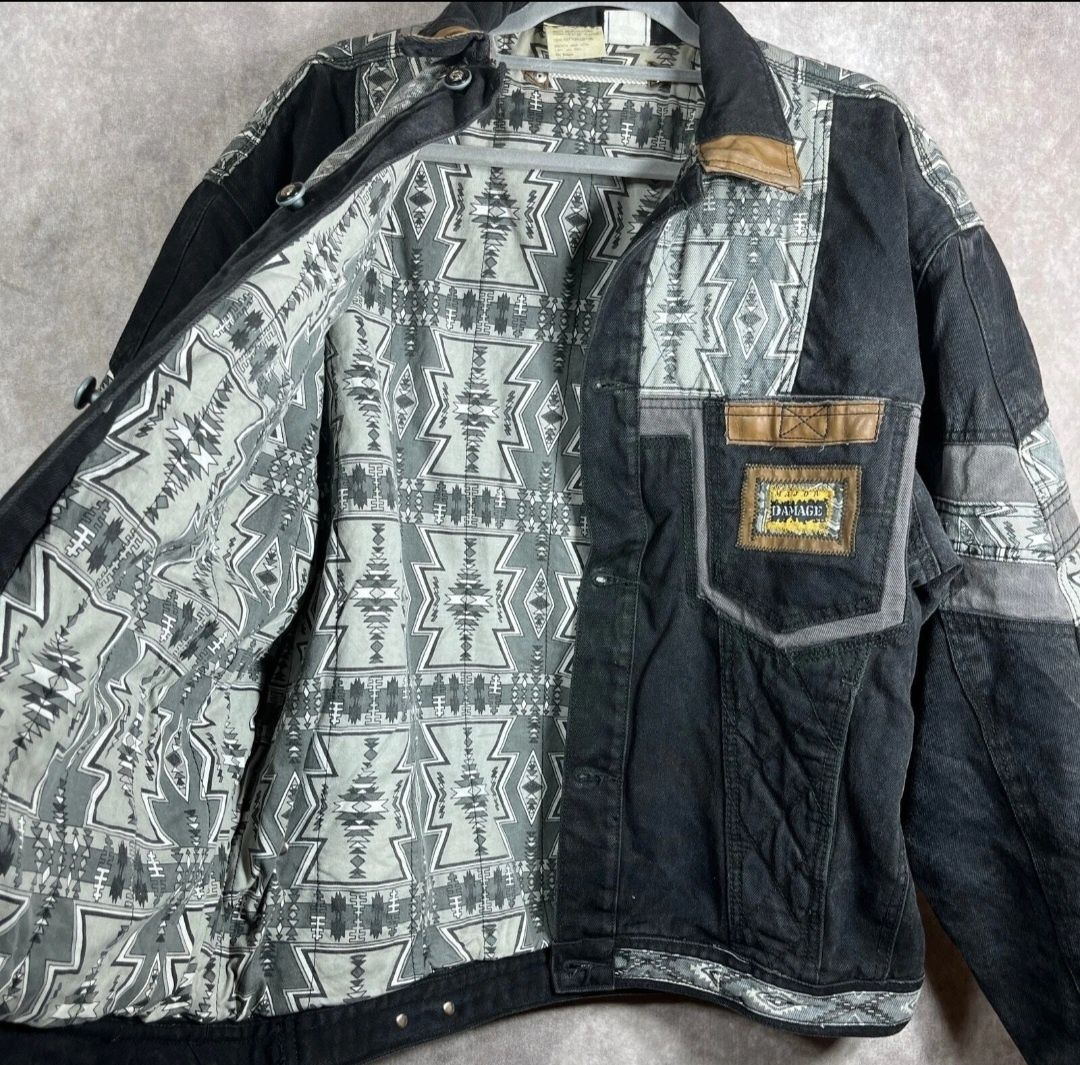 Kurtka jeansowa aztec vintage retro Major Damage 80s 90s