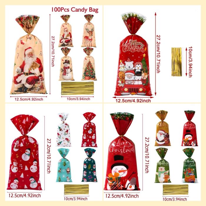 Набір новорічних подарункових пакетів 25шт