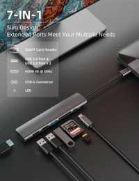 Hub Хаб 7в1 для Macbook, Ноутбук HDMI USB 3.0 TypeC Ethernet RJ45 Хаб