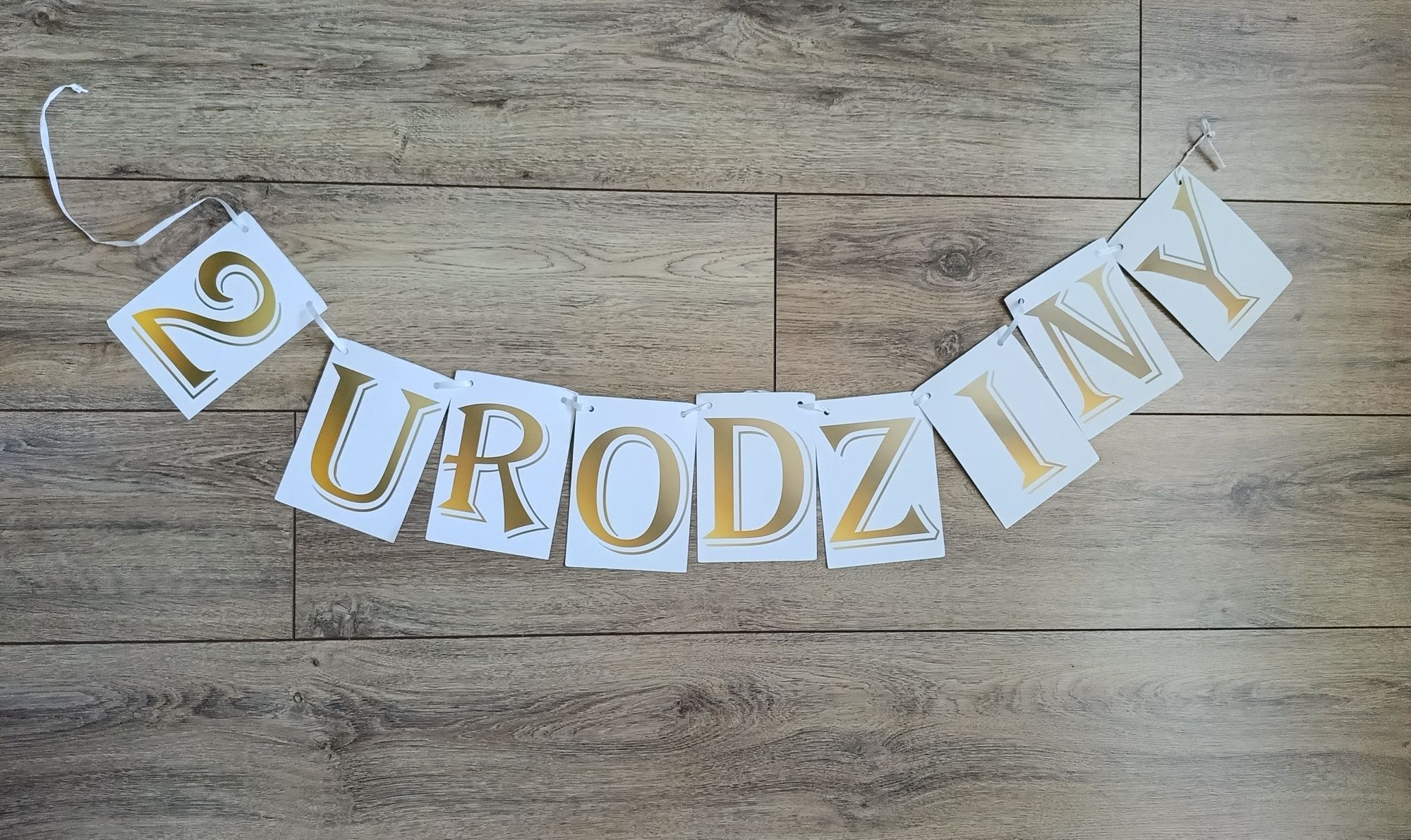 Baner 2 urodziny dwa latka urodzinki dekoracje ozdoby złote