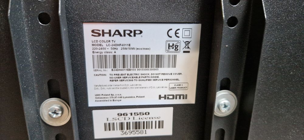 Telewizor LCD Sharp 24 całe z odtwarzaczem DVD