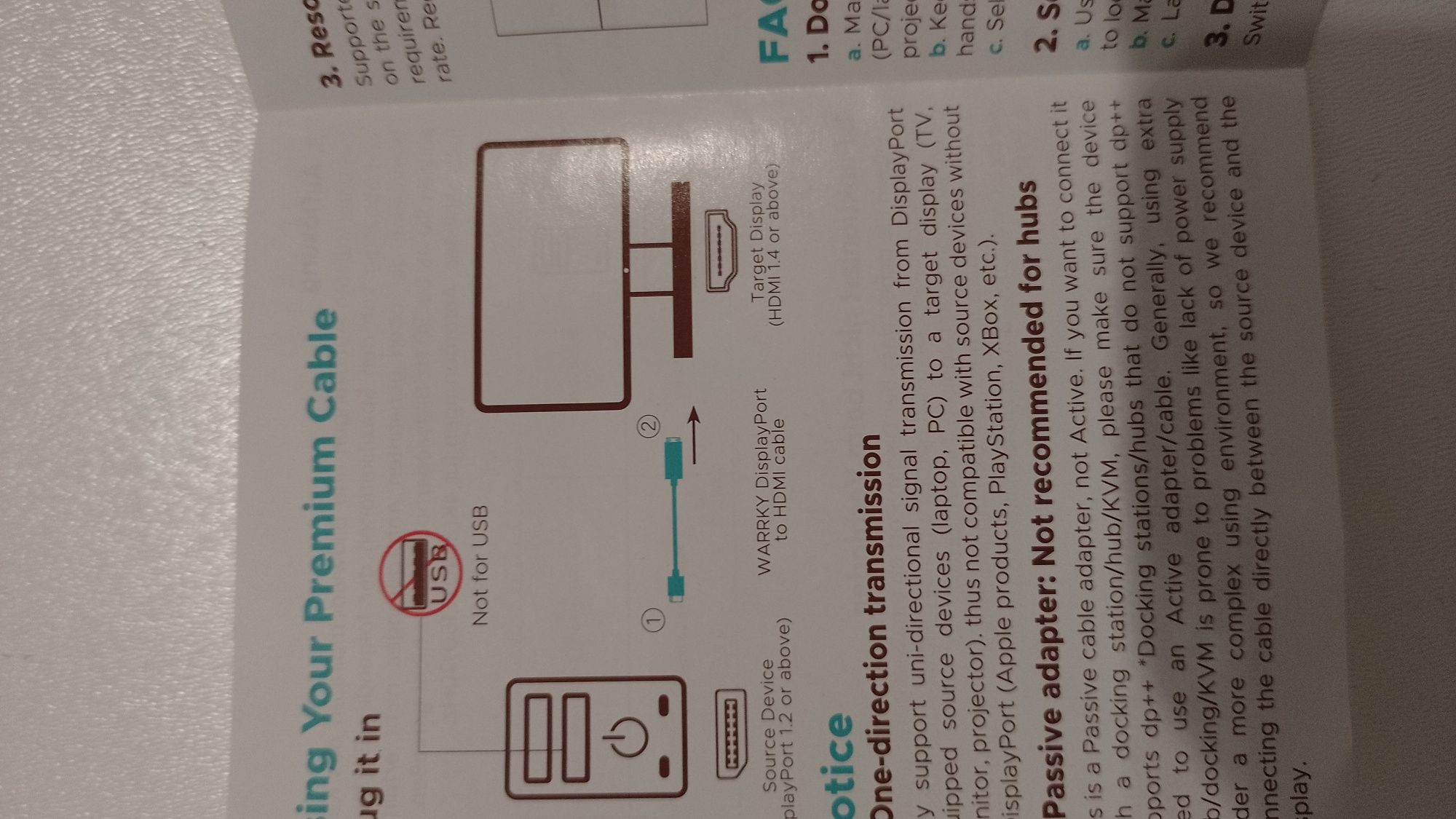 Kabel Warrky Displayport to HDMI 2m