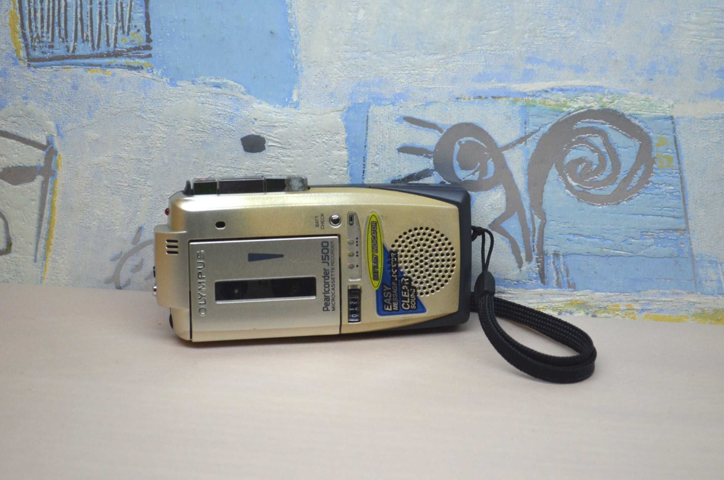Dyktafon OLYMPUS J500 z kasetą Panasonic instrukcja baterie sprawny