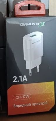 Заряднмй пристрій 2,1 А USB2.0 GrandX CH-17w