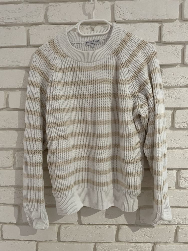 Sweter Marie Lund Copenhagen beżowe paski prążki