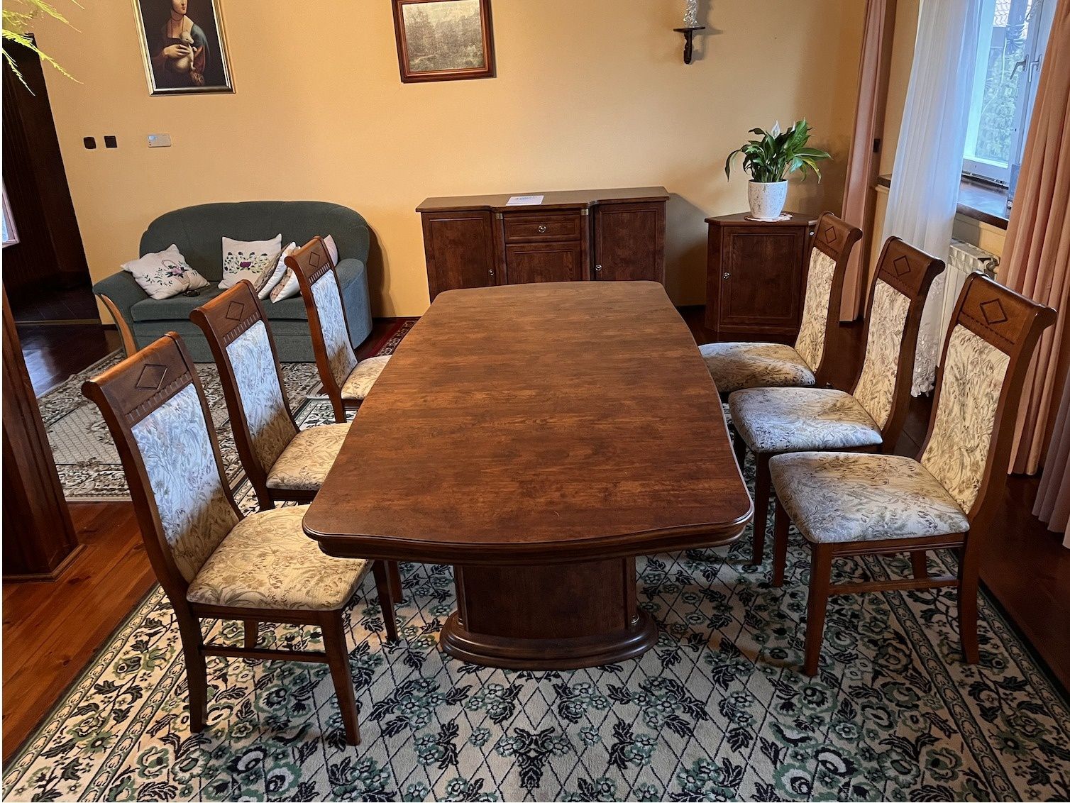 Stół rozkładany, 6 krzeseł stan idealny, komplet, salon, jadalnia