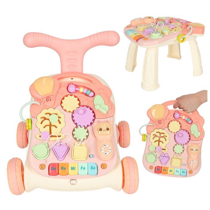 Pchacz Jeździk Chodzik Interaktywny Stolik Edukacyjny 3w1 dla Dzieci