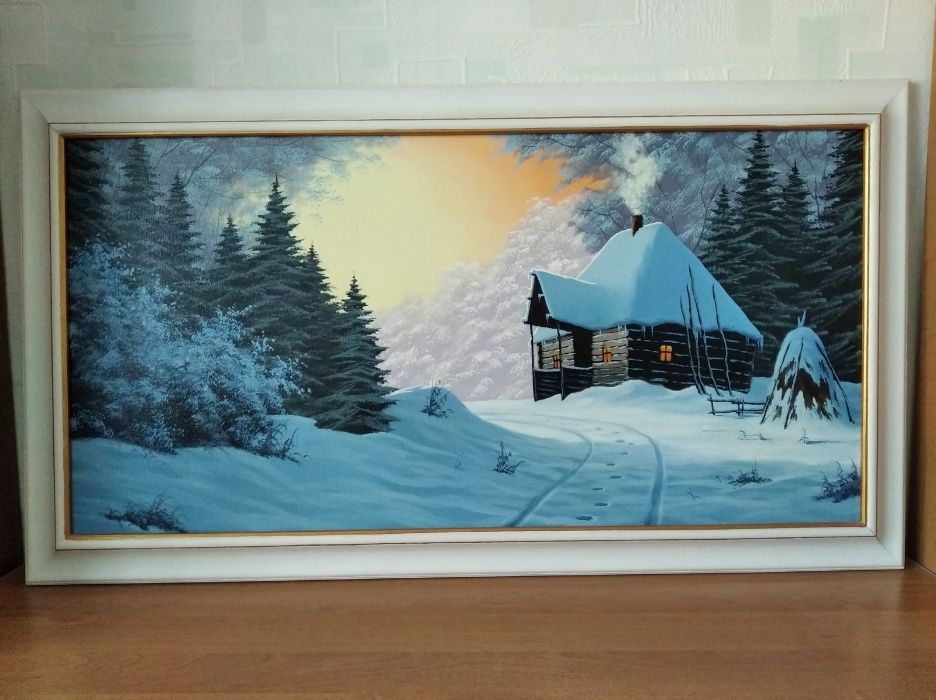 Картина маслом на холсте "Зима"-50х100