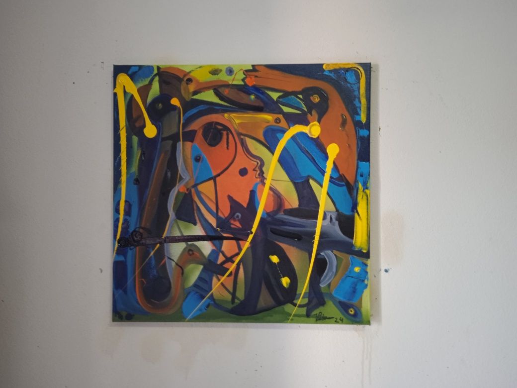 Quadro a acrílico sobre tela, abstracto, 50x50cm, 2024