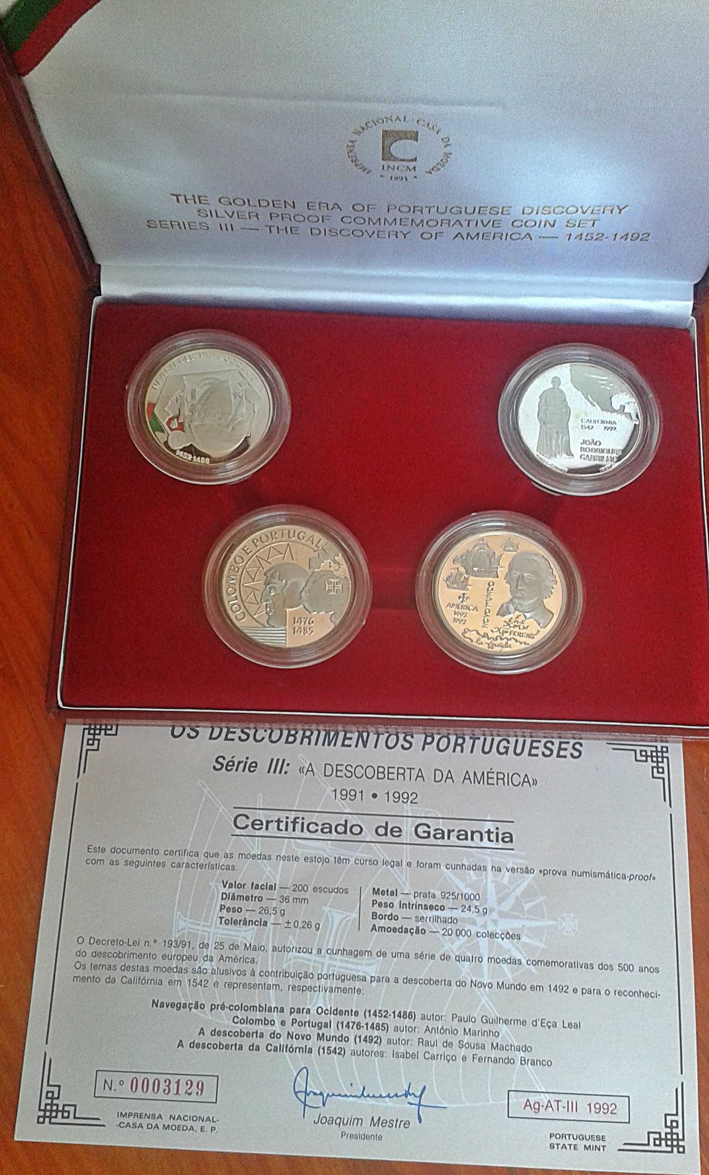 Moedas PRATA Proof Descobrimentos Portugueses III. Silver Coin Set x4