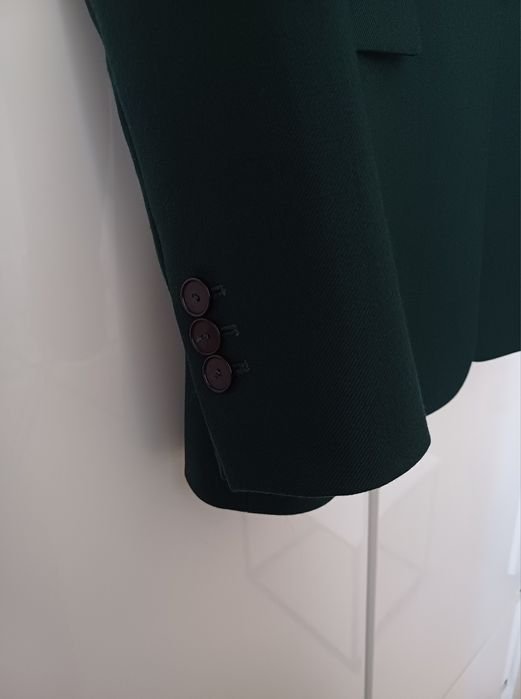 Massimo Dutti wełniana marynarka na jeden guzik 100% wełna zieleń