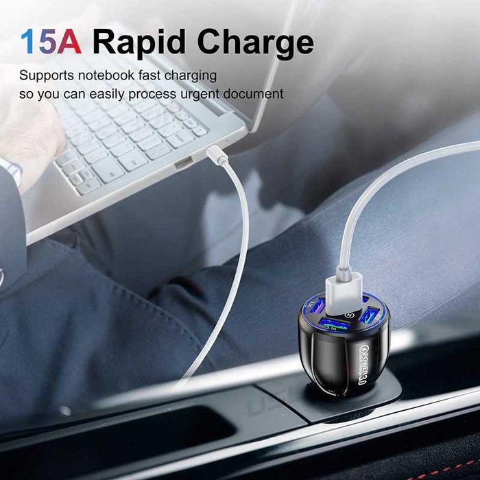 Автомобильное зарядное устройство BK-359 USB 5 Port 15A QC3.0...