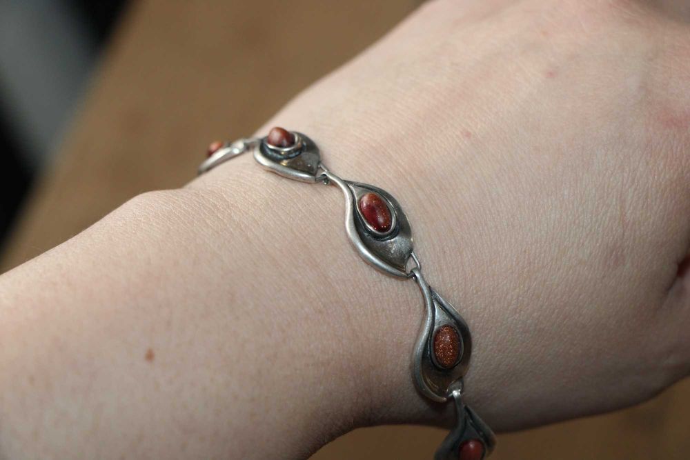 Stara srebrna bransoleta piasek pustyni? Długość 19cm