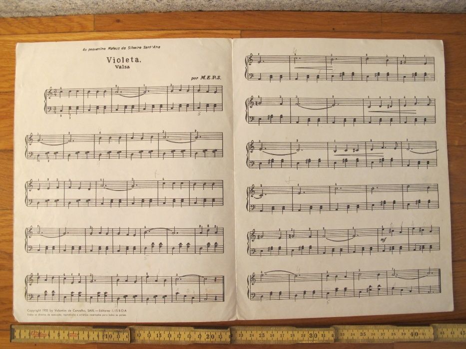 Partitura Musical Valsa Piano Antiga - VIOLETA