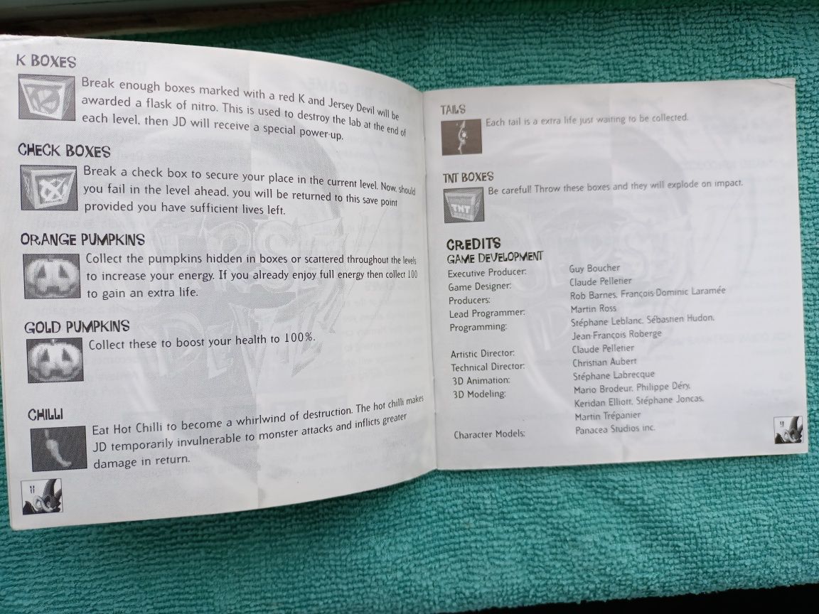 Ps1 Jersey Devil psx psone Książeczka Manual Angielska