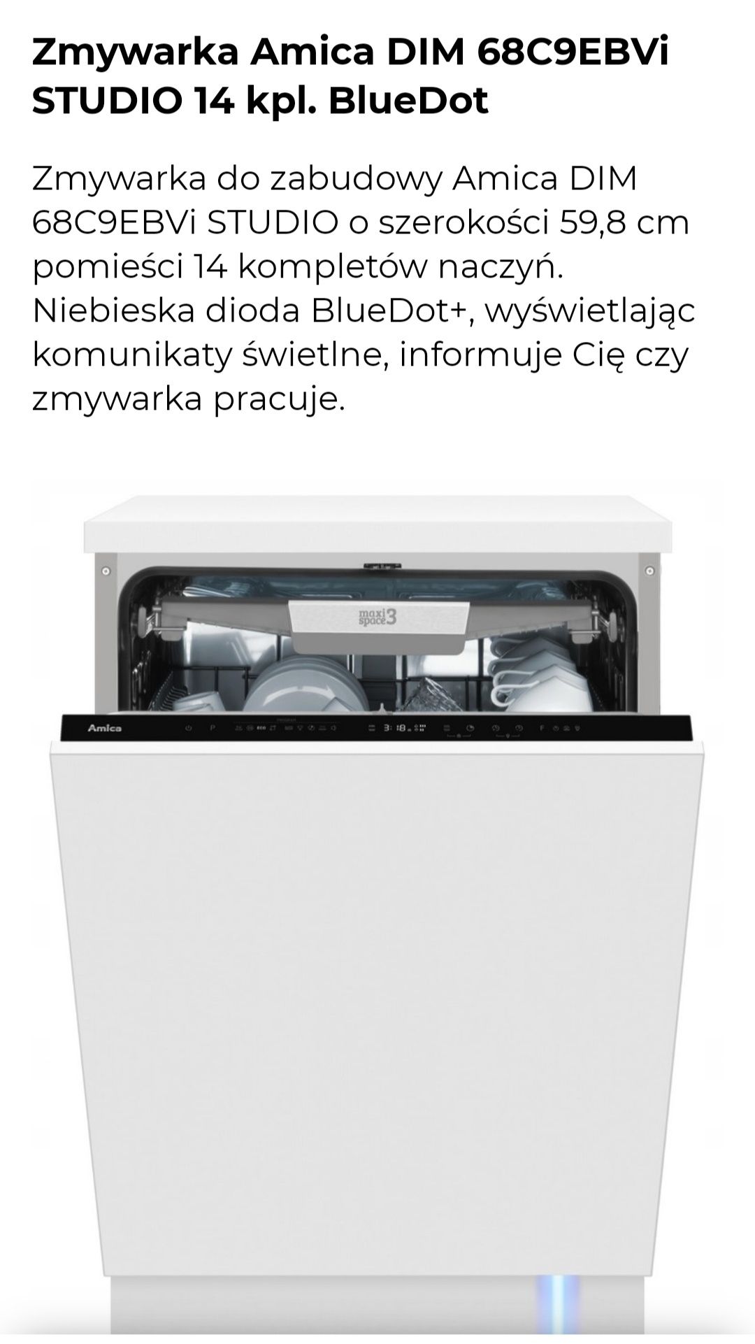 Zmywarka Amica DIM 68C9EBVi